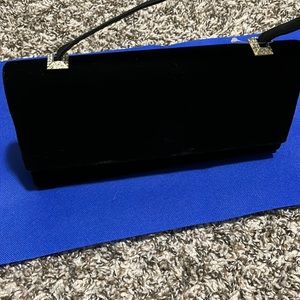 Black velvety small shoulder or hand bag